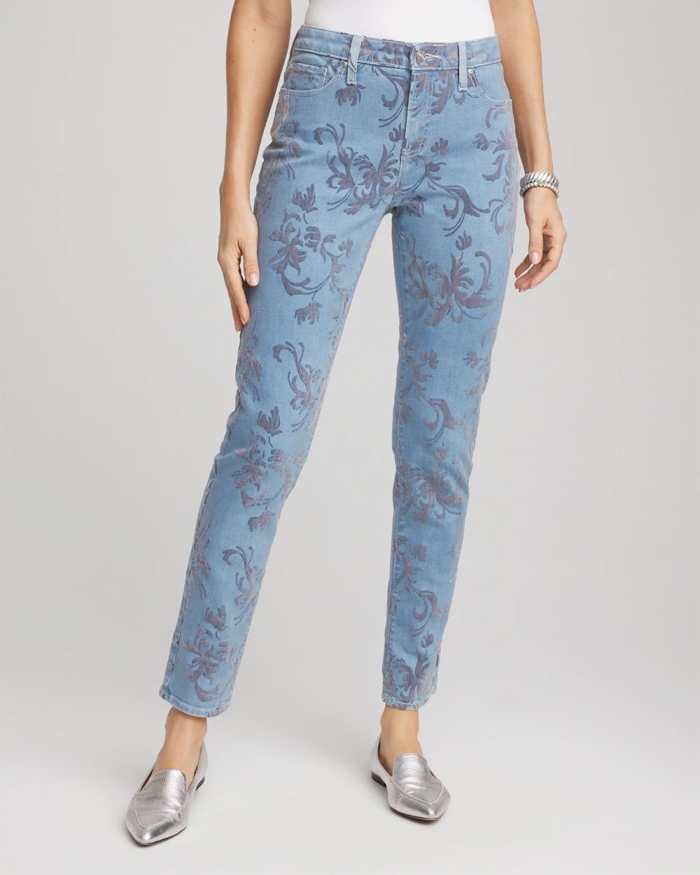 Girlfriend Slim Ankle Flocked Jeans | Chico's